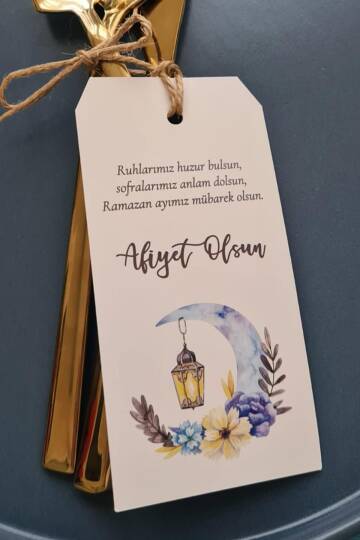 Ramazan Sofra Süsü Çatal Bıçak İpli Kart Süsler 10lu Paket - 1