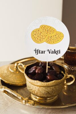 Ramazan Sofrası Kürdan Süsleri Pideli İftar Vakti Lüks Büyük Boy 10lu Paket - 1