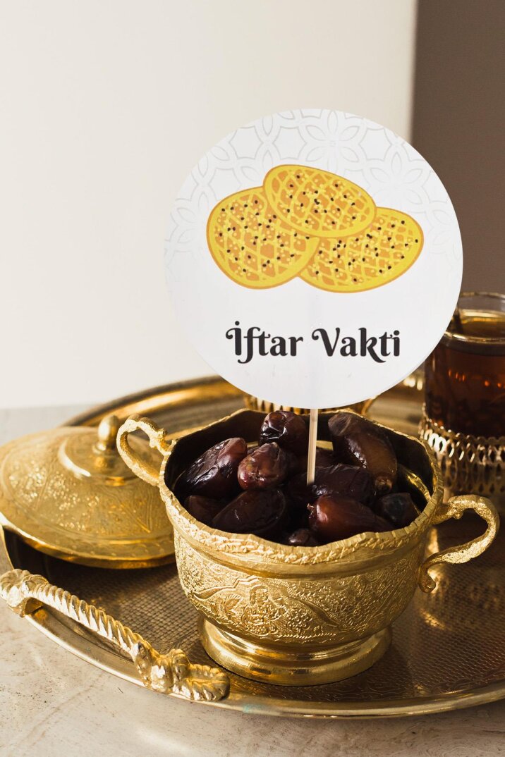 Ramazan Sofrası Kürdan Süsleri Pideli İftar Vakti Lüks Büyük Boy 10lu Paket - 1