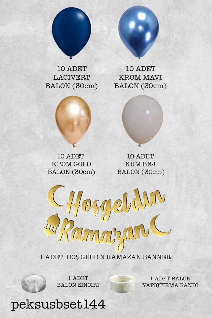 Ramazan Süsleme Seti Hoşgeldin Ramazan Yazılı Balon Zinciri Ramazan Köşesi Süs Paketi - 2