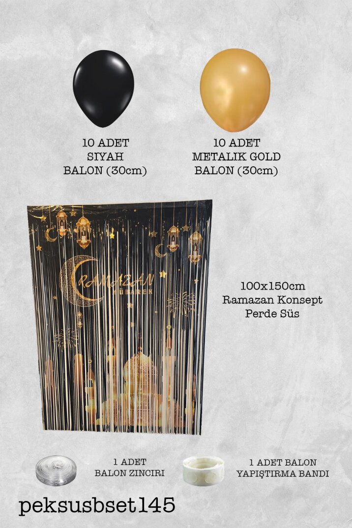 Ramazan Süsleme Seti Ramazan Arka Fon Perde ve Balonlar Ramazan Köşesi Süsleme Seti - 2