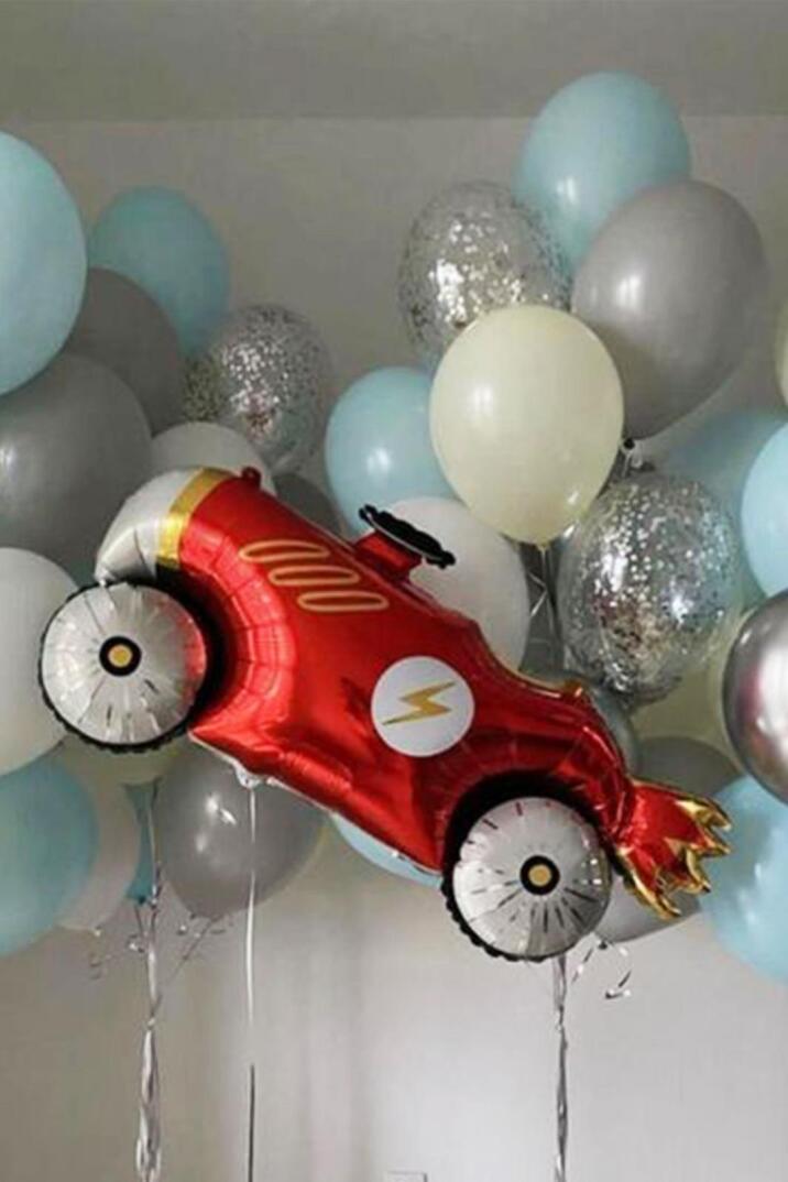 Retro Araba Folyo Balon Yarış Temalı Doğum Günü Model Araba Balon 93cm - 4