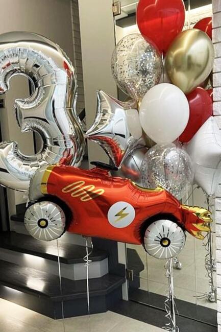 Retro Araba Folyo Balon Yarış Temalı Doğum Günü Model Araba Balon 93cm - 5