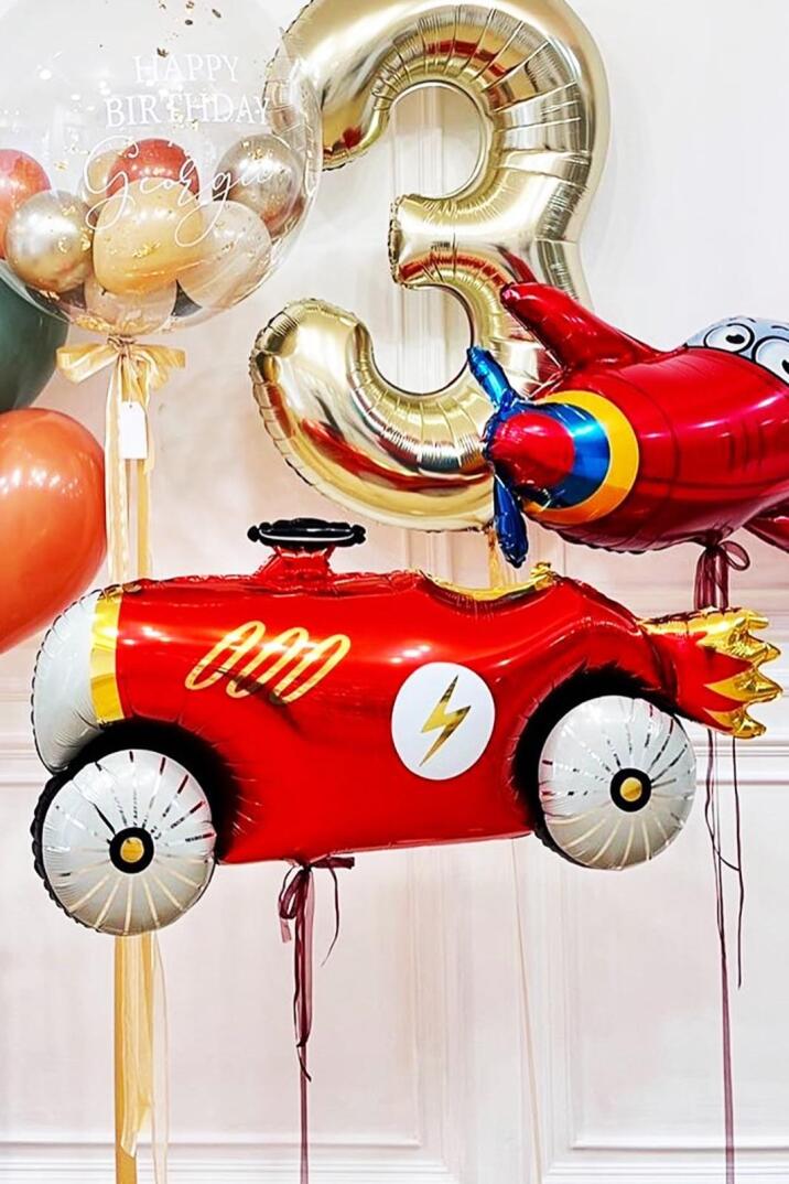 Retro Araba Folyo Balon Yarış Temalı Doğum Günü Model Araba Balon 93cm - 8