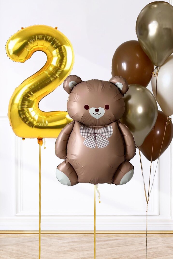 Retro Ayı Tema Yaş Balonlu Doğum Günü Balon Zinciri Seti Büyük Yaş Balonlu - 3