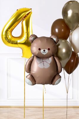 Retro Ayı Tema Yaş Balonlu Doğum Günü Balon Zinciri Seti Büyük Yaş Balonlu - 5