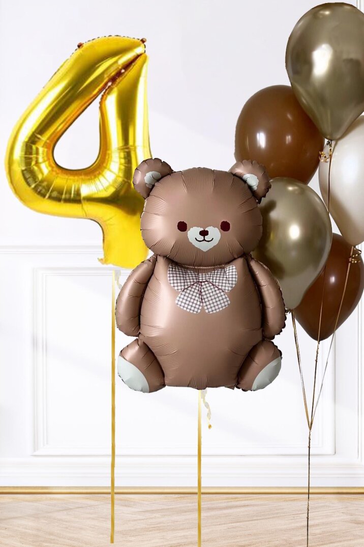 Retro Ayı Tema Yaş Balonlu Doğum Günü Balon Zinciri Seti Büyük Yaş Balonlu - 5