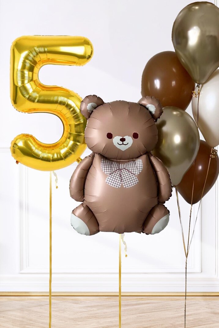 Retro Ayı Tema Yaş Balonlu Doğum Günü Balon Zinciri Seti Büyük Yaş Balonlu - 6