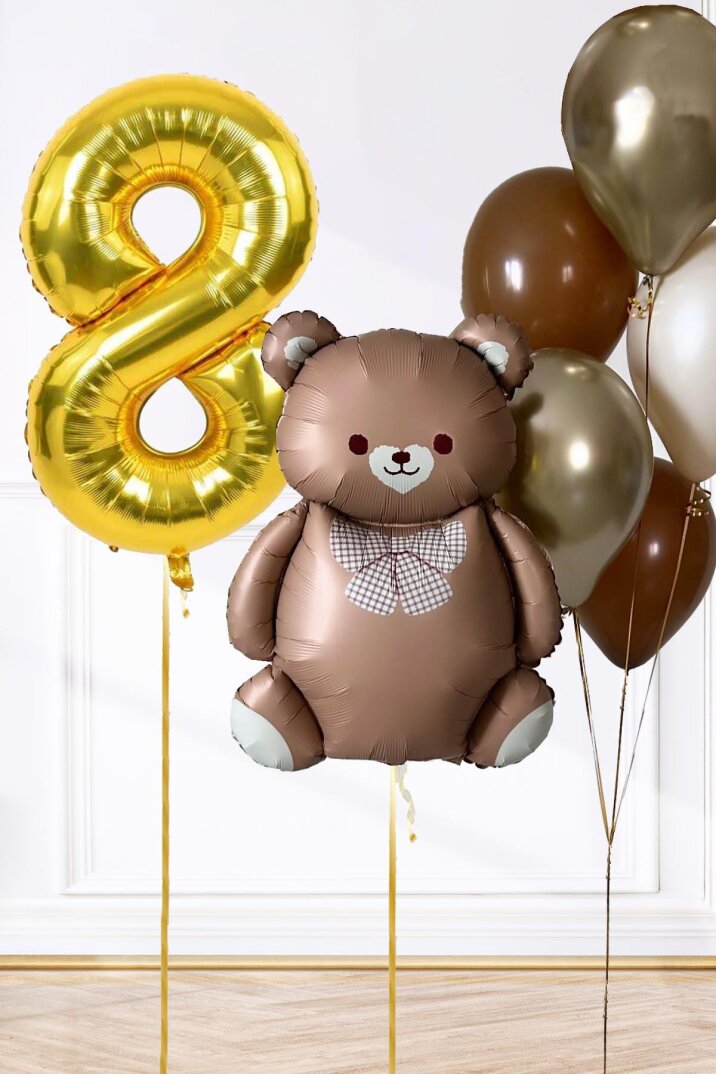 Retro Ayı Tema Yaş Balonlu Doğum Günü Balon Zinciri Seti Büyük Yaş Balonlu - 9
