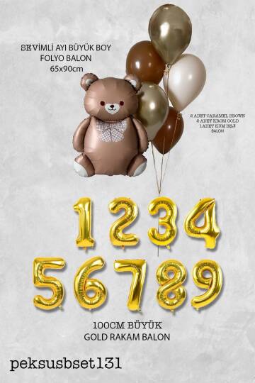 Retro Ayı Tema Yaş Balonlu Doğum Günü Balon Zinciri Seti Büyük Yaş Balonlu - 2