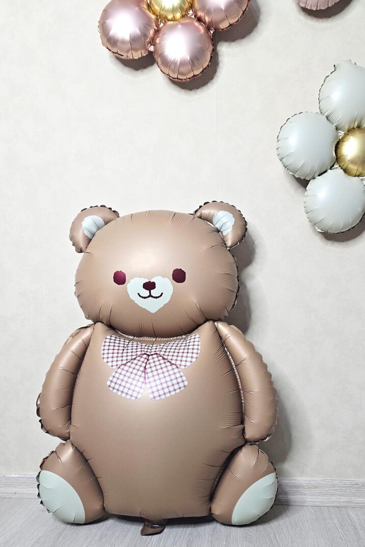 Retro Ayı ve 3 Retro Papatya Folyo Balon Seti - 3