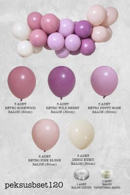 Retro Blush Pembe Renkler Parti Süsleme Balon Zinciri Seti - 2
