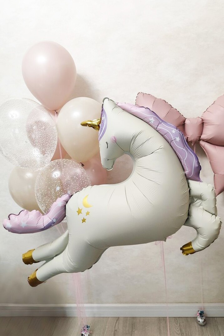 Retro Büyük Krem Unicorn Folyo Balon - 2