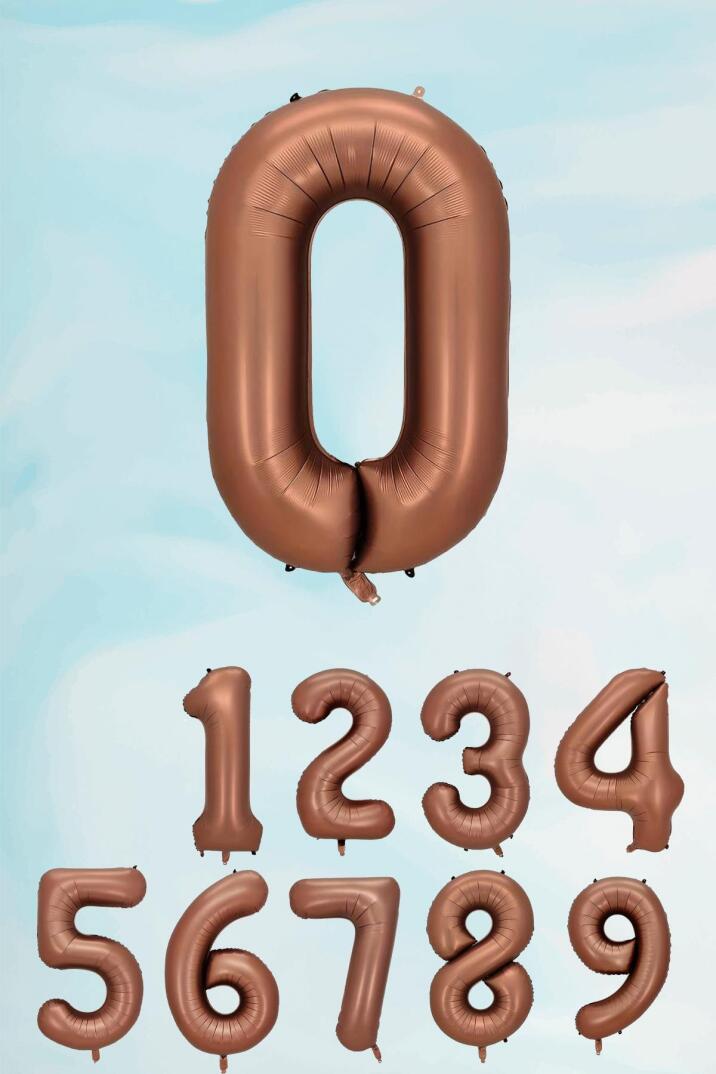 Retro Çikolata Kahve Renk Rakam Balon 80 cm Retro Renk Yaş Balonları - 2