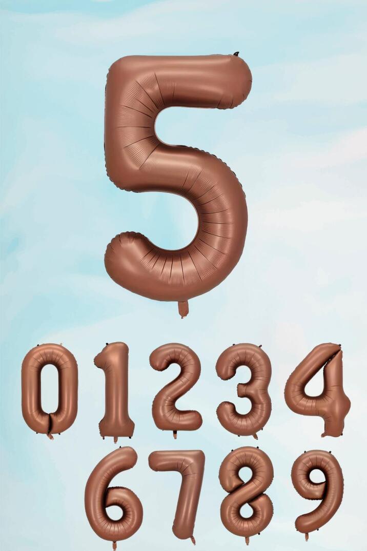 Retro Çikolata Kahve Renk Rakam Balon 80 cm Retro Renk Yaş Balonları - 6