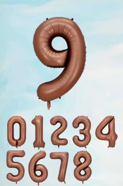 Retro Çikolata Kahve Renk Rakam Balon 80 cm Retro Renk Yaş Balonları - 10