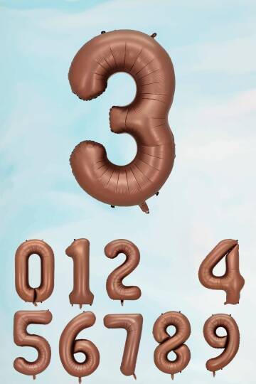 Retro Çikolata Kahve Renk Rakam Balon 80 cm Retro Renk Yaş Balonları - 4