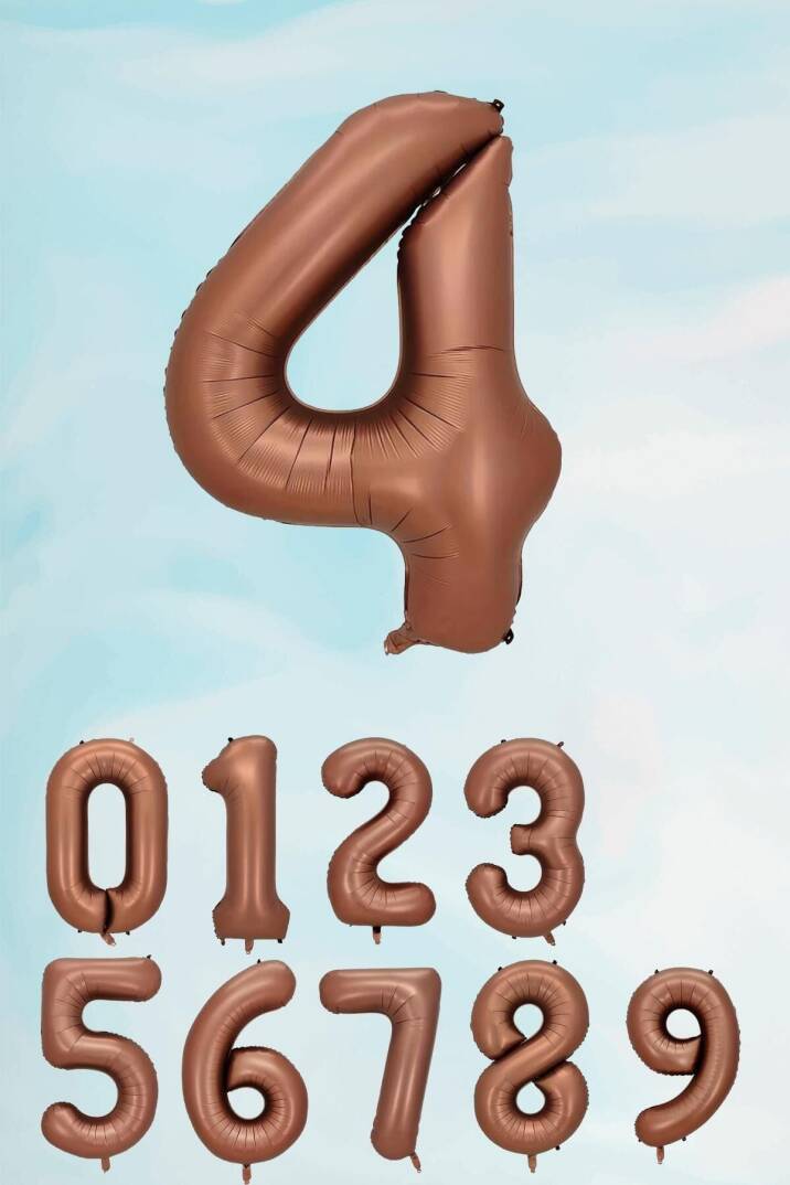Retro Çikolata Kahve Renk Rakam Balon 80 cm Retro Renk Yaş Balonları - 5