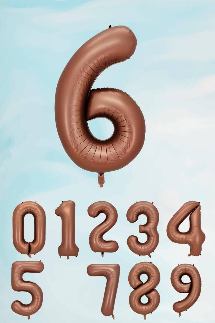Retro Çikolata Kahve Renk Rakam Balon 80 cm Retro Renk Yaş Balonları - 7