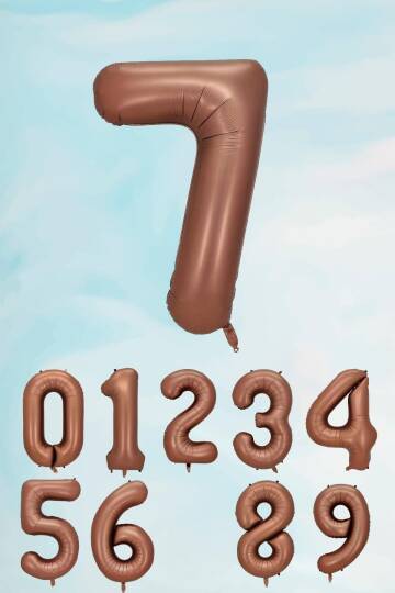 Retro Çikolata Kahve Renk Rakam Balon 80 cm Retro Renk Yaş Balonları - 8