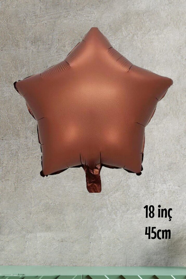 Retro Çikolata Kahve Renk Yıldız Balon 18inç 45cm - 1