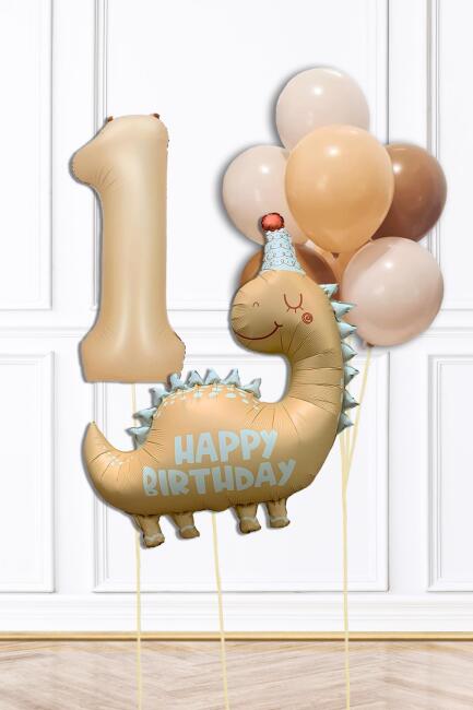 Retro Dinazor Tema Yaş Balonlu Doğum Günü Balon Zinciri Seti Retro Dinozor Konsept - 1