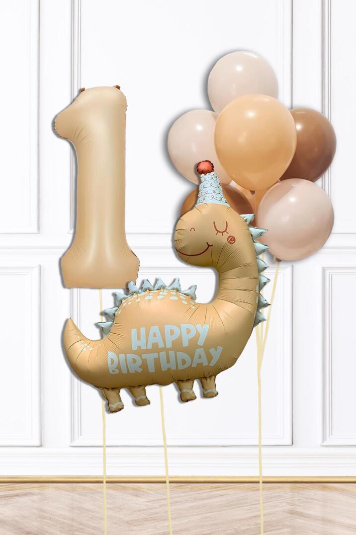 Retro Dinazor Tema Yaş Balonlu Doğum Günü Balon Zinciri Seti Retro Dinozor Konsept - 1