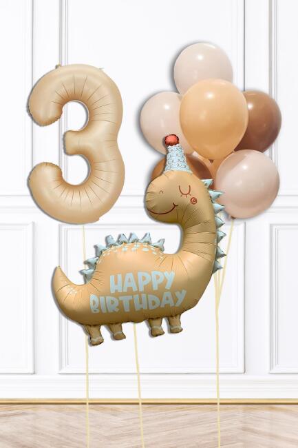 Retro Dinazor Tema Yaş Balonlu Doğum Günü Balon Zinciri Seti Retro Dinozor Konsept - 5