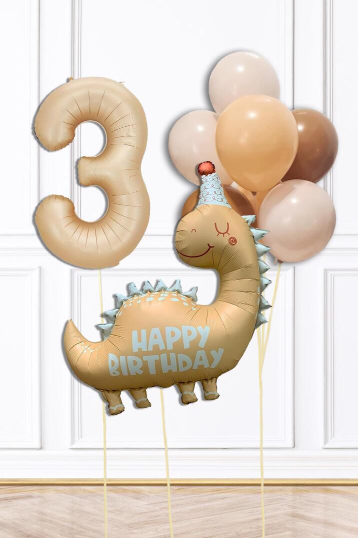 Retro Dinazor Tema Yaş Balonlu Doğum Günü Balon Zinciri Seti Retro Dinozor Konsept - 5