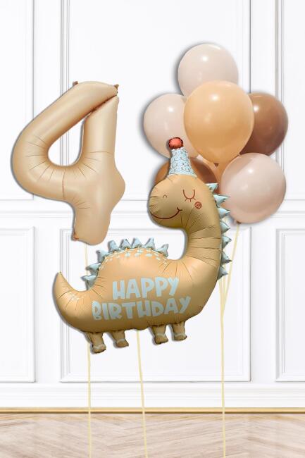 Retro Dinazor Tema Yaş Balonlu Doğum Günü Balon Zinciri Seti Retro Dinozor Konsept - 7