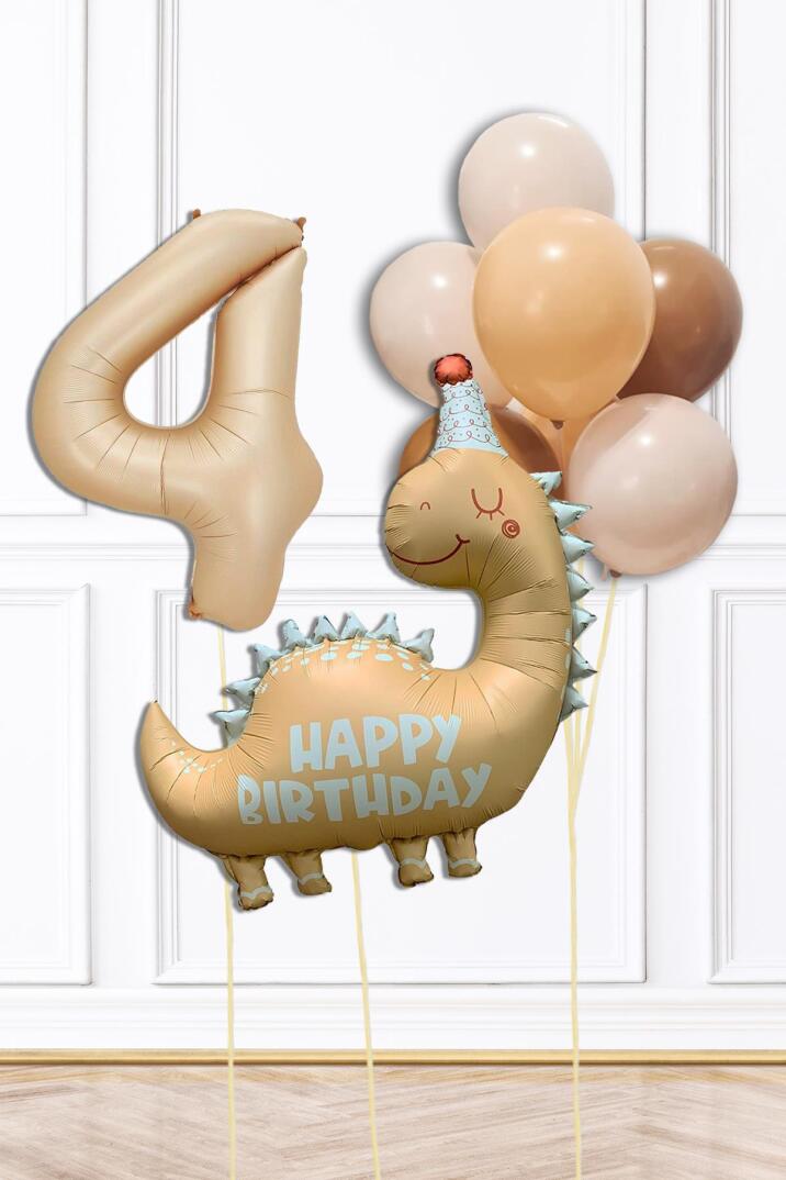 Retro Dinazor Tema Yaş Balonlu Doğum Günü Balon Zinciri Seti Retro Dinozor Konsept - 7