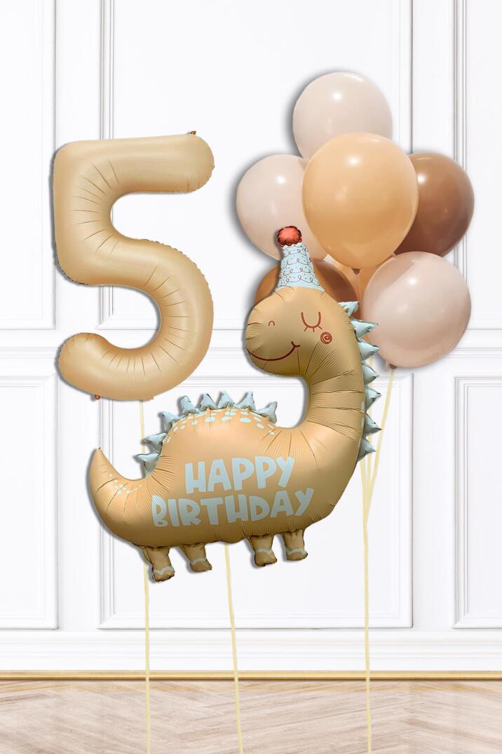 Retro Dinazor Tema Yaş Balonlu Doğum Günü Balon Zinciri Seti Retro Dinozor Konsept - 9