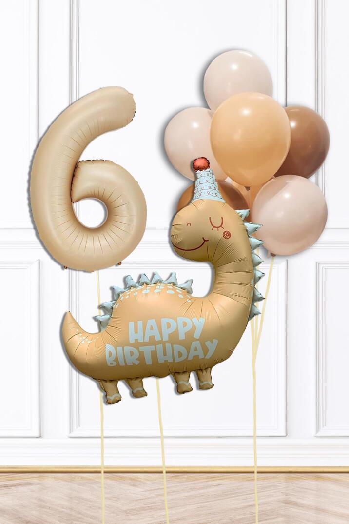 Retro Dinazor Tema Yaş Balonlu Doğum Günü Balon Zinciri Seti Retro Dinozor Konsept - 11