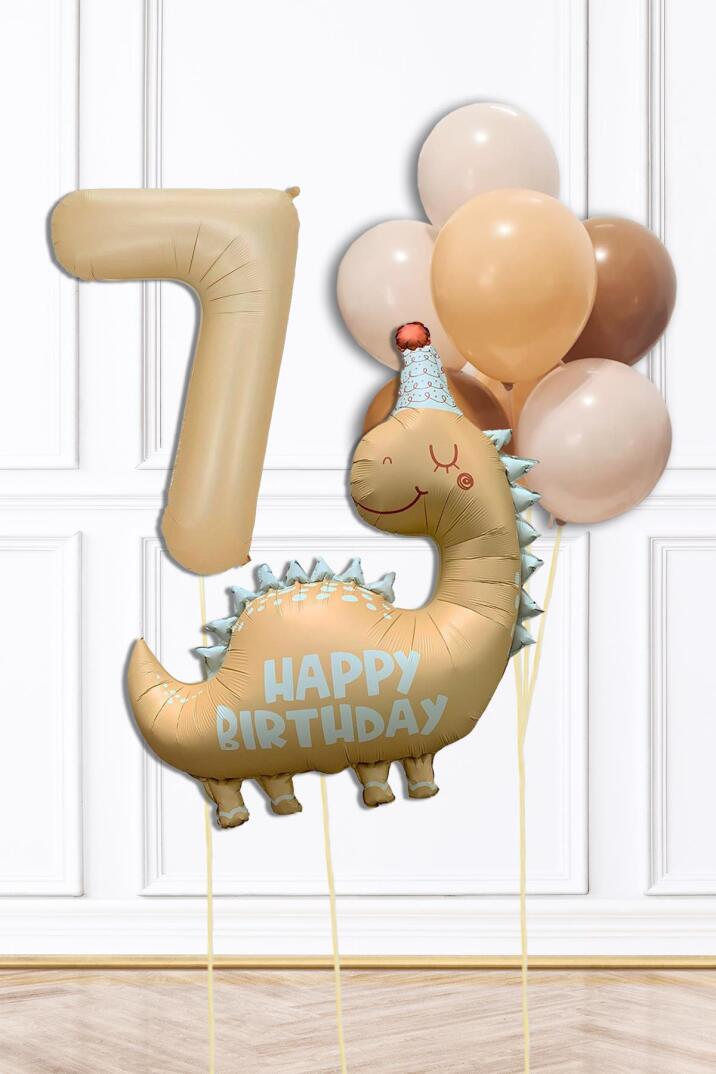 Retro Dinazor Tema Yaş Balonlu Doğum Günü Balon Zinciri Seti Retro Dinozor Konsept - 13