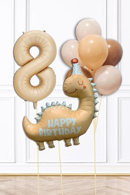 Retro Dinazor Tema Yaş Balonlu Doğum Günü Balon Zinciri Seti Retro Dinozor Konsept - 15