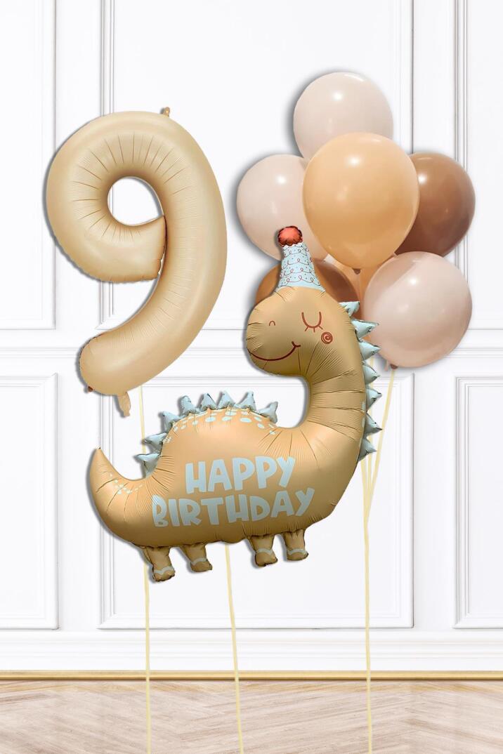 Retro Dinazor Tema Yaş Balonlu Doğum Günü Balon Zinciri Seti Retro Dinozor Konsept - 17