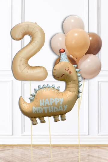 Retro Dinazor Tema Yaş Balonlu Doğum Günü Balon Zinciri Seti Retro Dinozor Konsept - 3