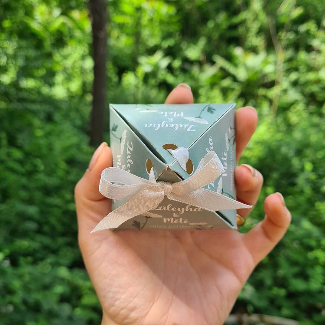Retro Green Konsept Piramit Şekilli Nikah Şekeri - 2