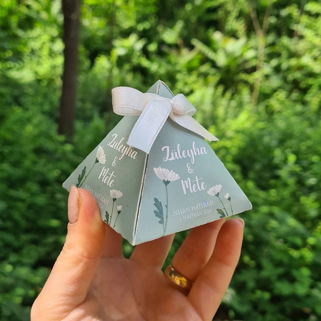 Retro Green Konsept Piramit Şekilli Nikah Şekeri - 3