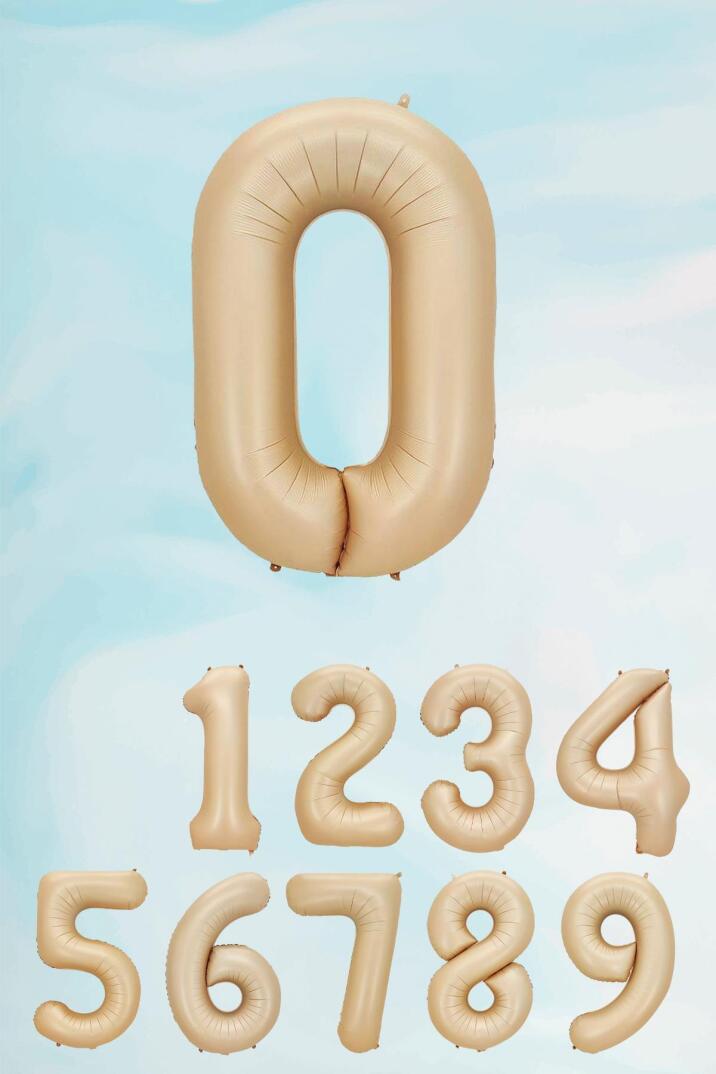 Retro Karamel Rakam Balon 80 cm Retro Renk Yaş Balonları - 1