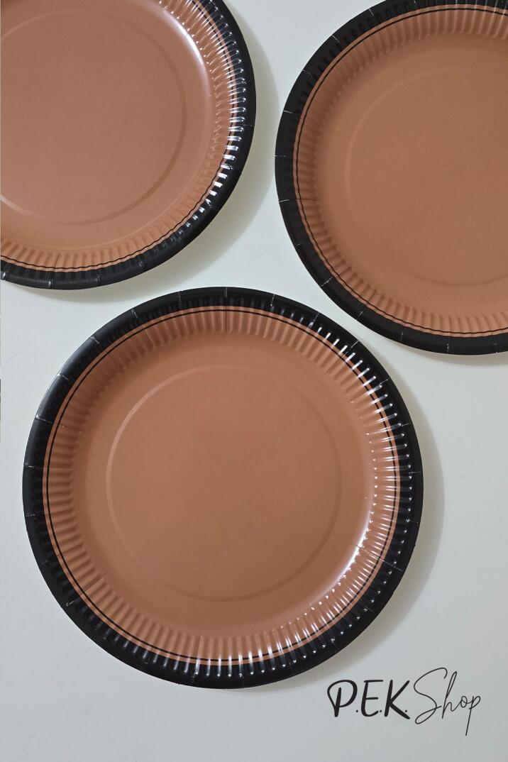 Retro Kraft Tarçın Karton Tabak 8 li Paket - 1