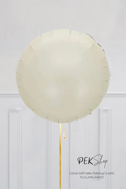 Retro Krem Yuvarlak Folyo Balon 18inç - 1