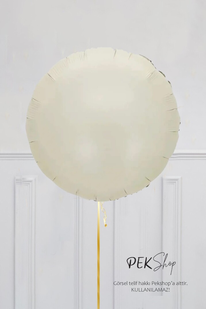 Retro Krem Yuvarlak Folyo Balon 18inç - 1