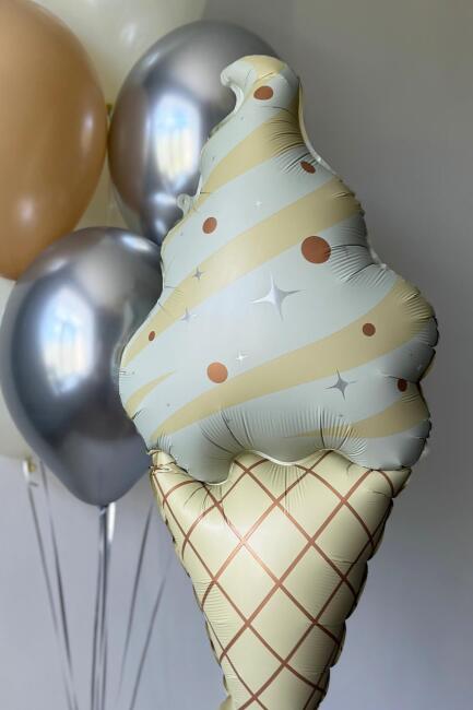 Retro Külahlı Dondurma Folyo Balon Retro Renkler Dondurma Balon - 3