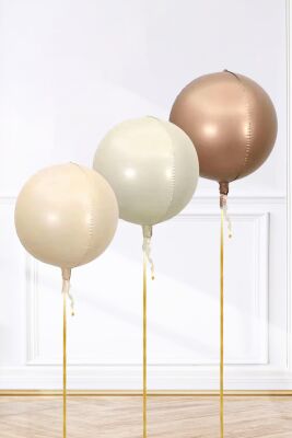 Retro Küre Folyo Balonlar Seti 3lü Retro Renk Büyük Küre Şekilli Folyo Balon Paketi