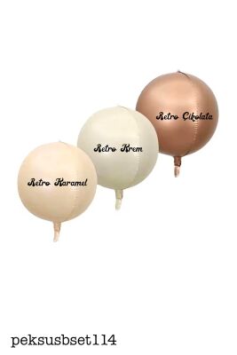 Retro Küre Folyo Balonlar Seti 3lü Retro Renk Büyük Küre Şekilli Folyo Balon Paketi - 2