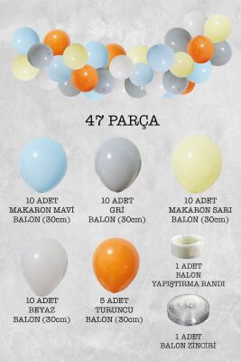 Retro Makaron Konsept Balon Zinciri Parti Balon Seti 47 Parça - 2