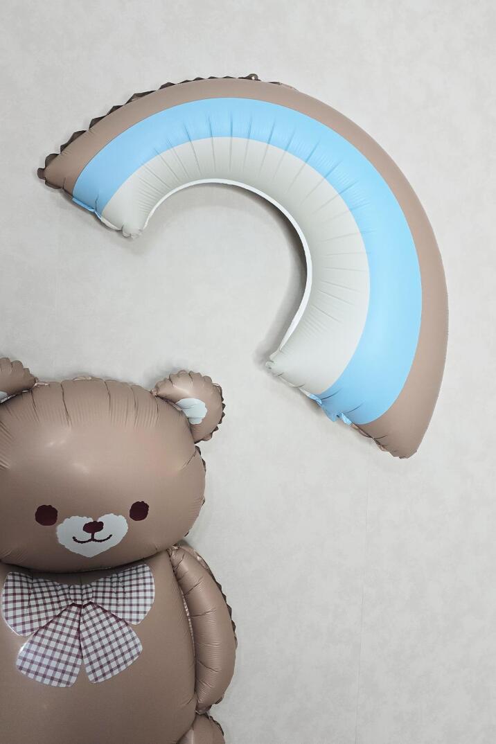Retro Mavi Gökkuşağı Folyo Balon Retro Gökkuşağı Balon Büyük Boy - 4