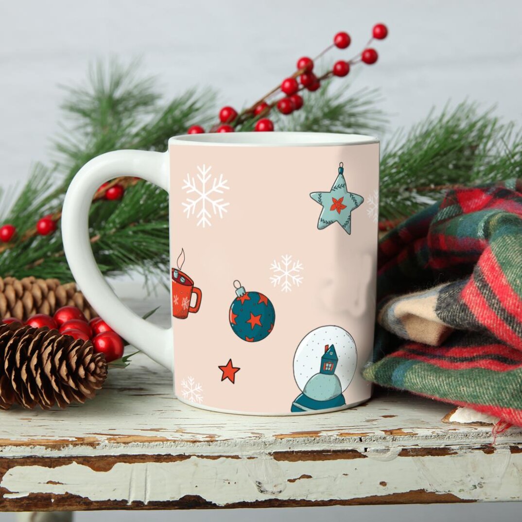 Retro Noel Baba 2 Baskılı Kupa Bardak Yılbaşı Hediyesi - 2