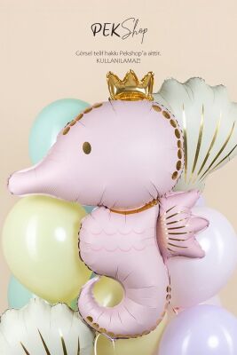 Retro Pembe Büyük Deniz Atı Folyo Balon - 2